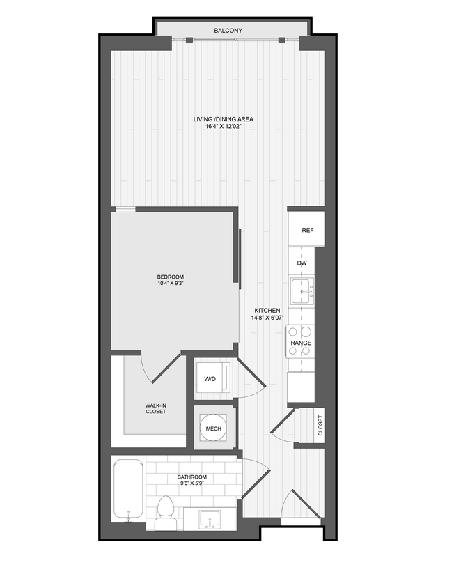 Floor Plan - 1 Bed1 Bath JR-.5C
