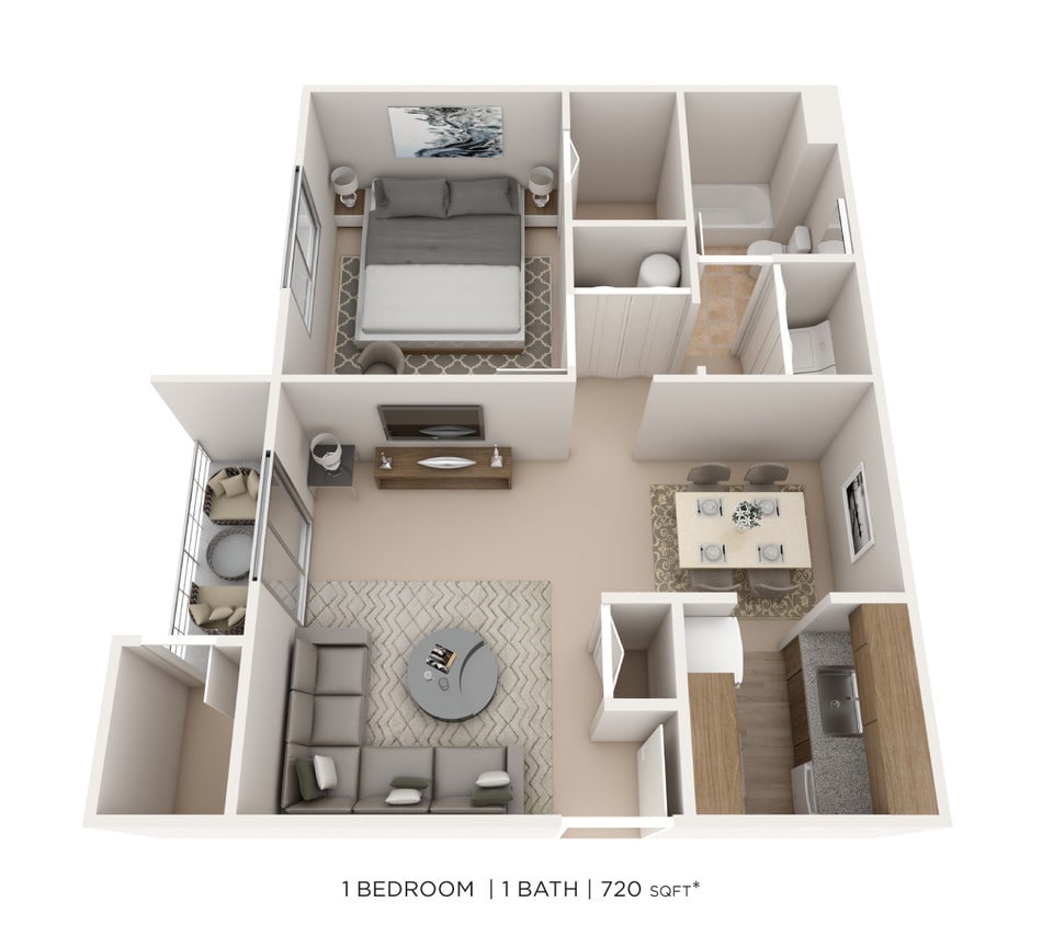 Floor Plan - One Bedroom - 720 sqft