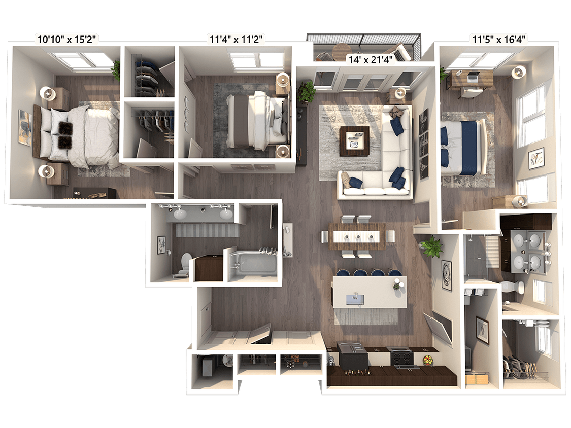 Floor Plan - C2 3 Bed 2 Bath