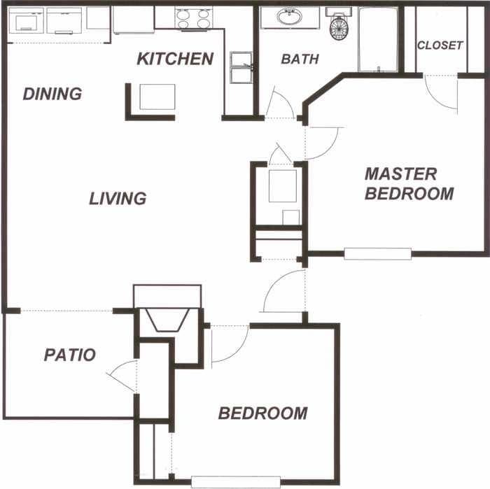 1x1 850sqft - Addison.jpg - A280 ADDISON - 2 Bedroom, 1 Bathroom