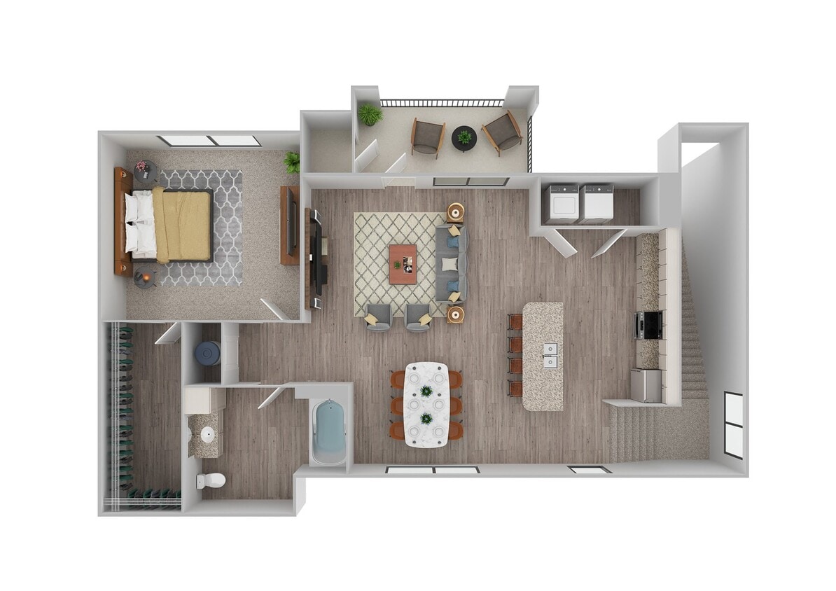 1 Bedroom | 1 Bath | 838 SF | Attached Garage - L1 w/ Garage | Renovated