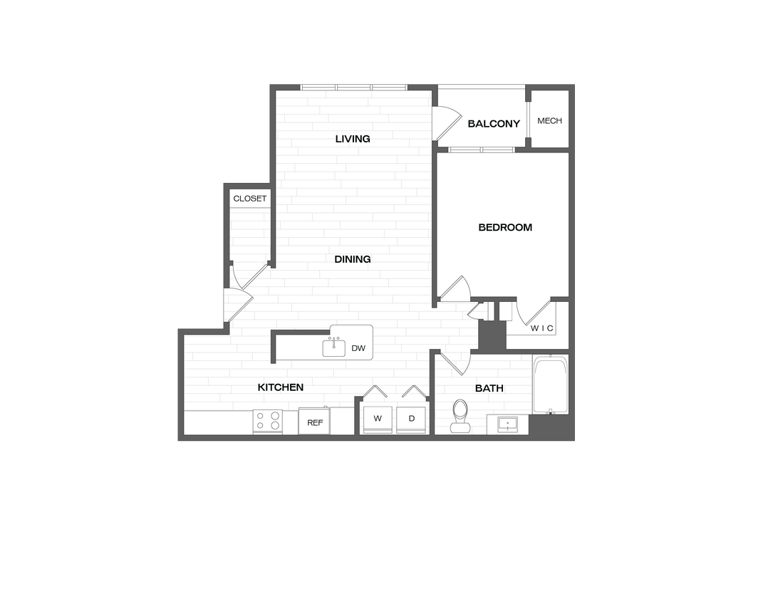 Floor Plan - 1 Bed/1 Bath-A1