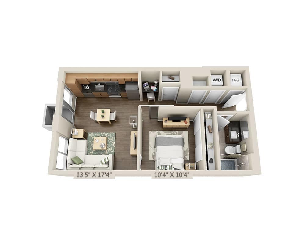 Floor Plan - One Bedroom A1B