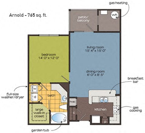 Floor Plan - One Bedroom, One Bathroom