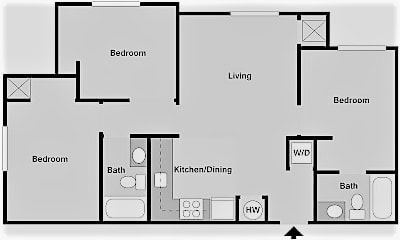 3 bedroom 2 bathroom floor plan. - Three Bedroom, Two Bathroom