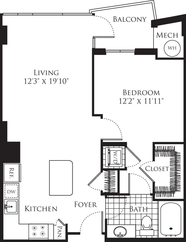 Floor Plan - 1 Bedroom- 730