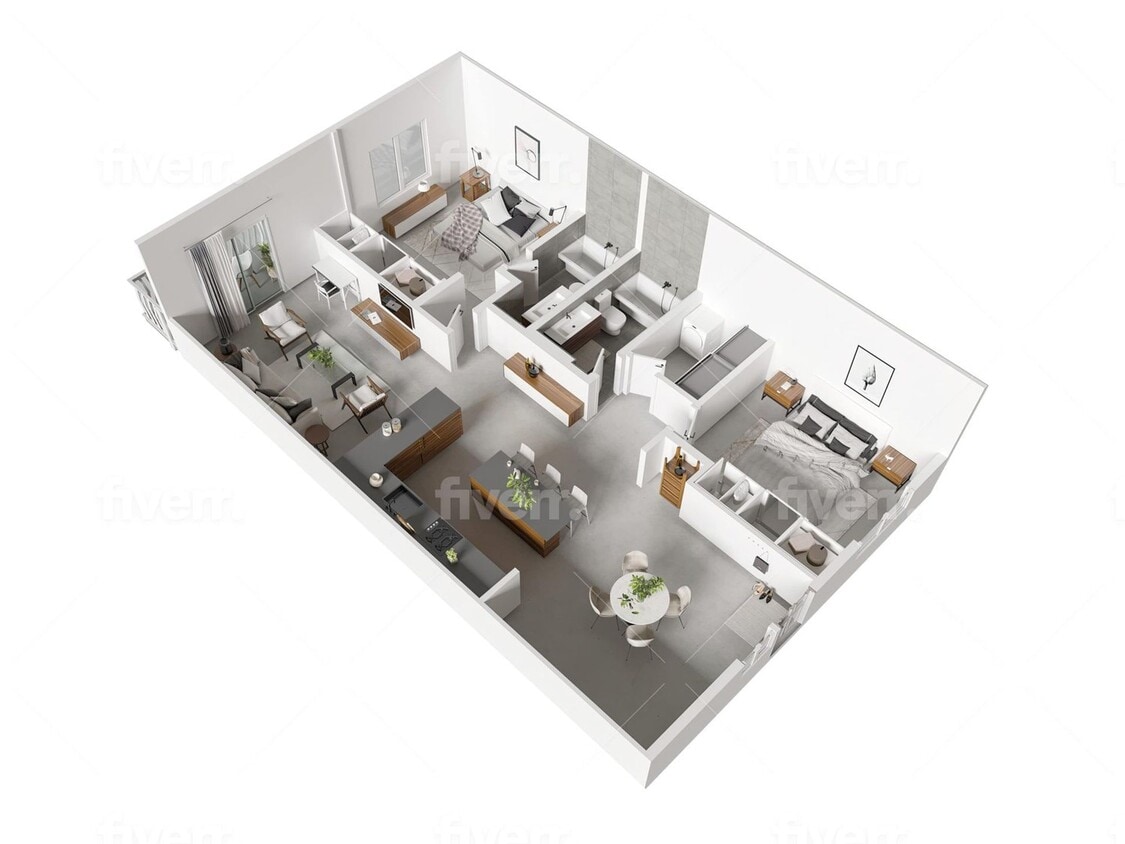 Floor Plan - 2 x 2: Unfurnished