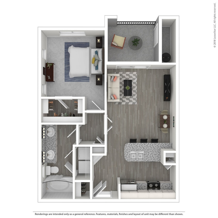 Floor Plan - 1 Bed 1 Bath 886 SqFt (772 Net)