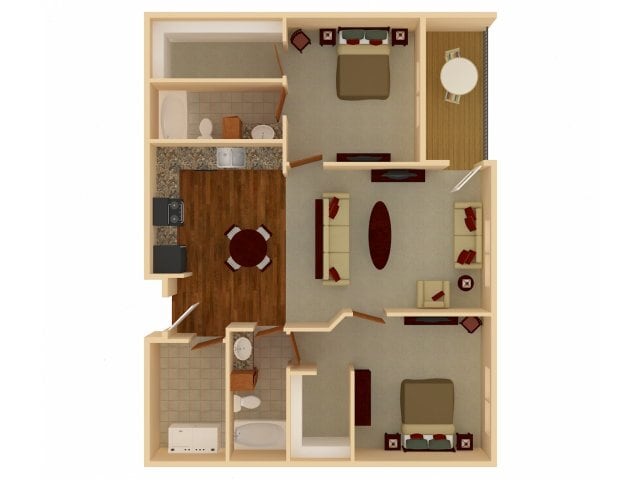 Floor Plan -  Clay | 2 Bedroom 2 Bathroom