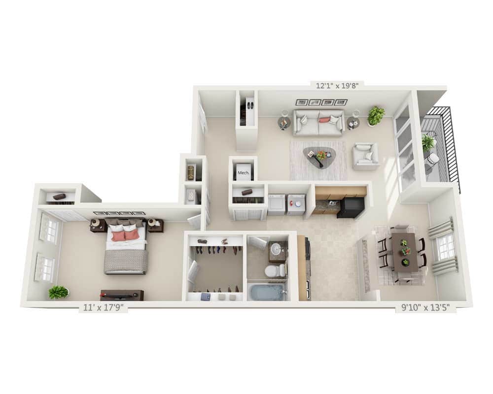 Floor Plan - One Bedroom A1D