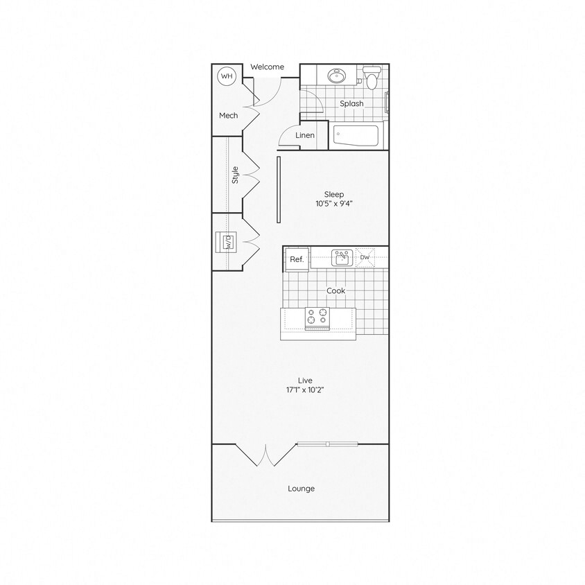 Floor Plan - 1 Bed 1 Bath