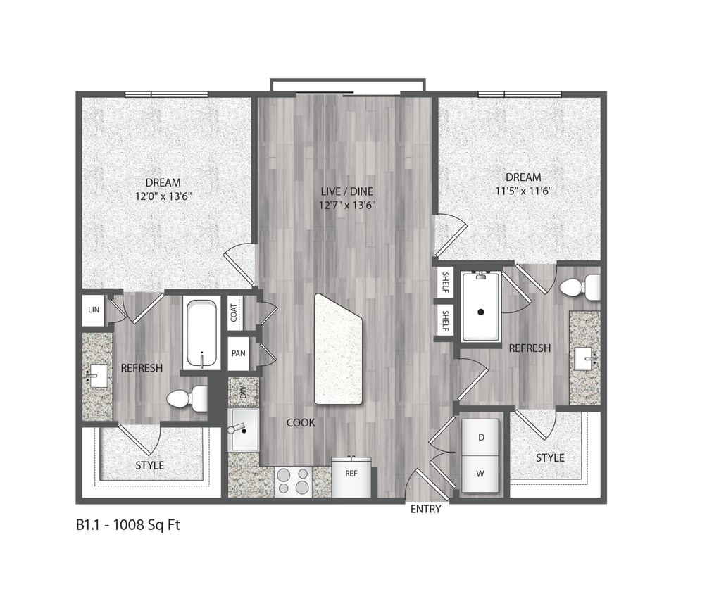 Encore Montrose - B1 - 2 Beds - 2 Baths - 996 Sq. ft. - B1