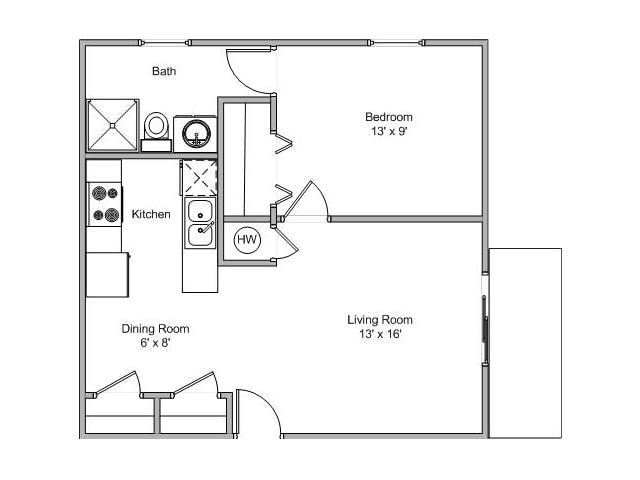 Floor Plan - 1 Bedroom Standard