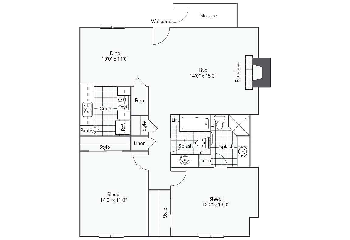 B3 | 2-Bedroom Floorplan - B3