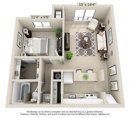 Floor Plan - 1 Bedroom