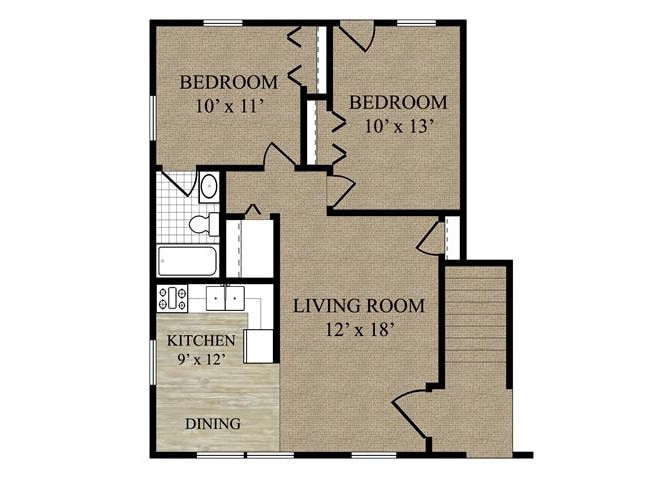 Floor Plan - 2 Bed 1 Bath