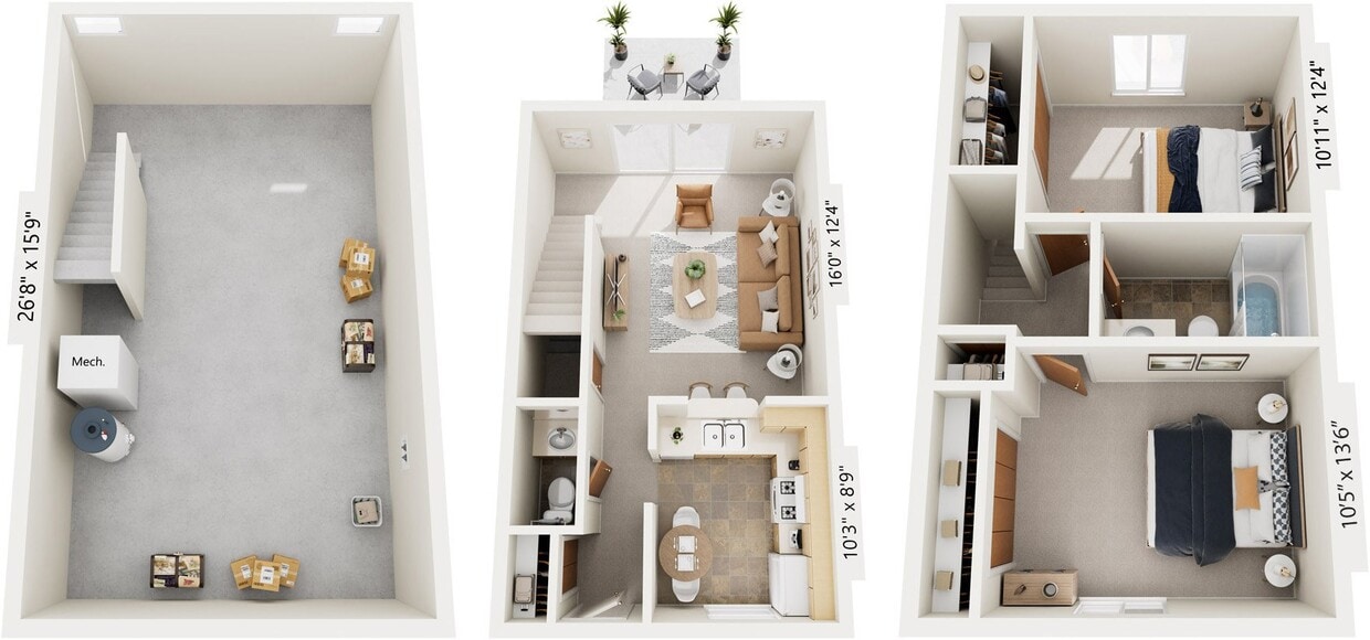 Floor Plan - Two-Bedroom Townhome