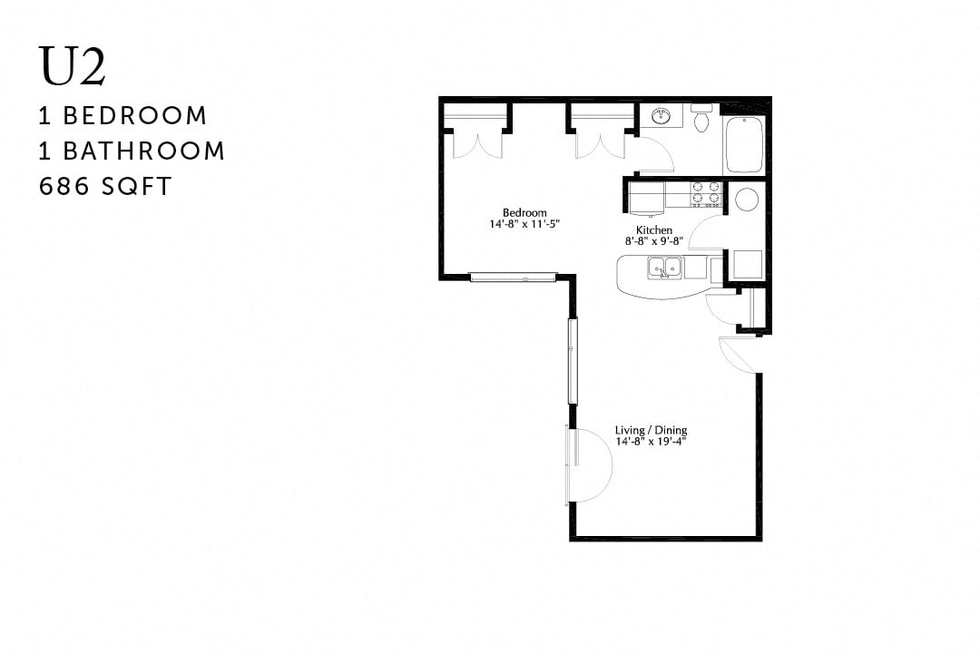 Floor Plan - U2 Urban One Bedroom