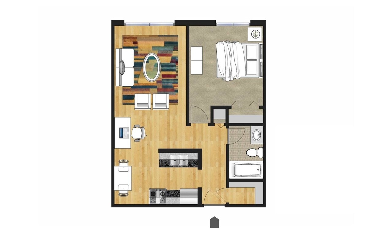 Floor Plan - 1 Bed 1st Floor Open Kitchen Large