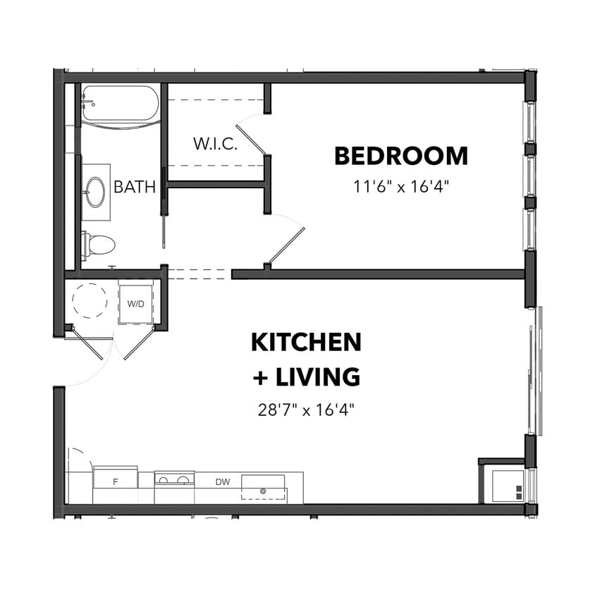 Floor Plan - The 1 Bedroom 5 (Orange)