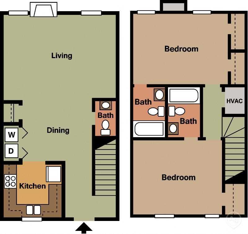Floor Plan - 2Bed 2.5Bath