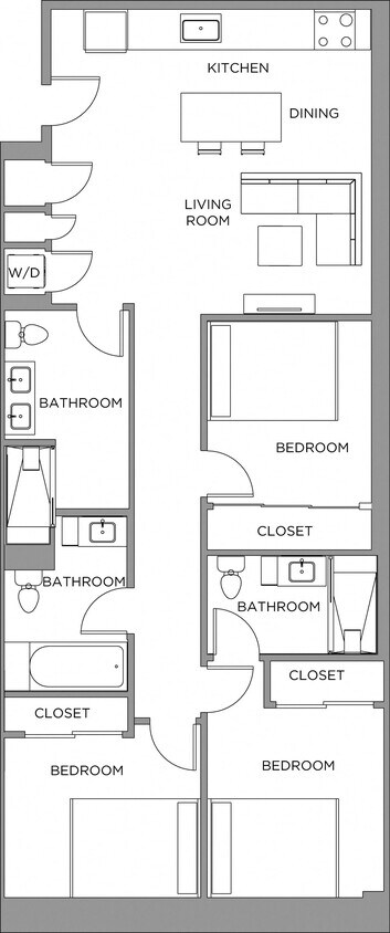 Floor Plan - 3 Bed/3 Bath-1400