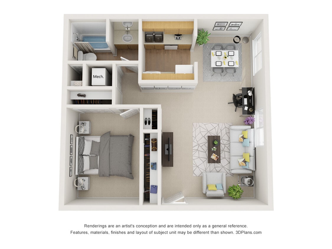 Floor Plan - 1 Bedroom One Bathroom