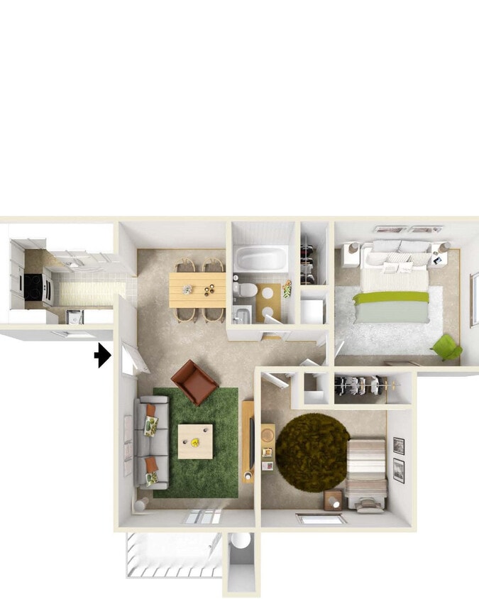 Floor Plan - 2BD, 1BTH