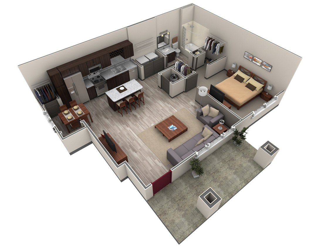 Floor Plan - 1 BR Grand Courtyard
