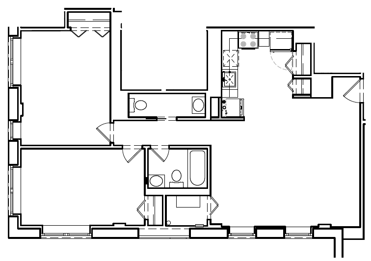Floor Plan - Park Lux 2 BD | 1.5BA