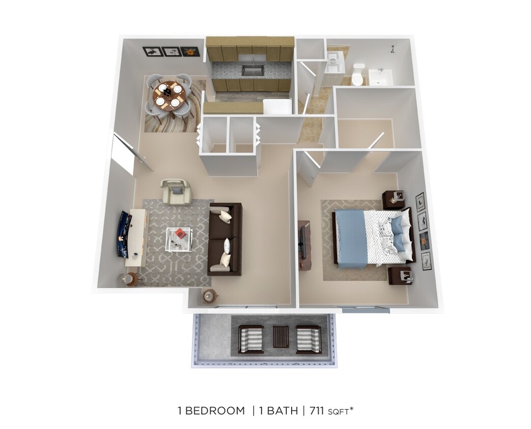 Floor Plan - One Bedroom - 711 sqft