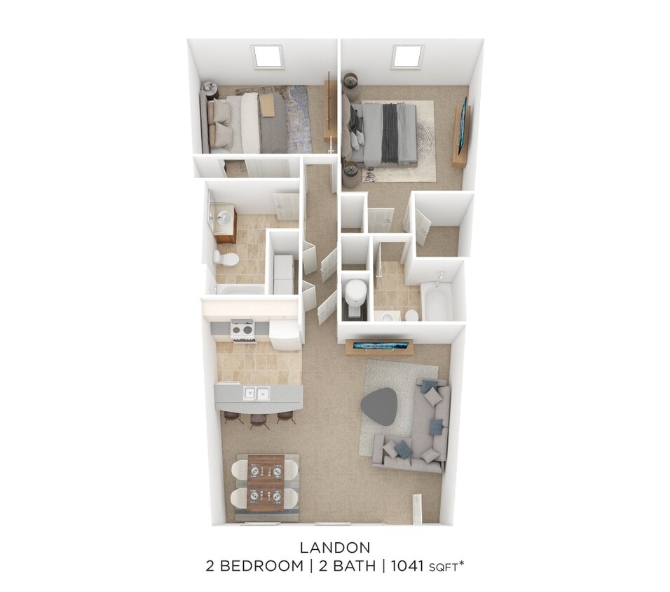 Floor Plan - Two Bedroom 2 Bath-Landon