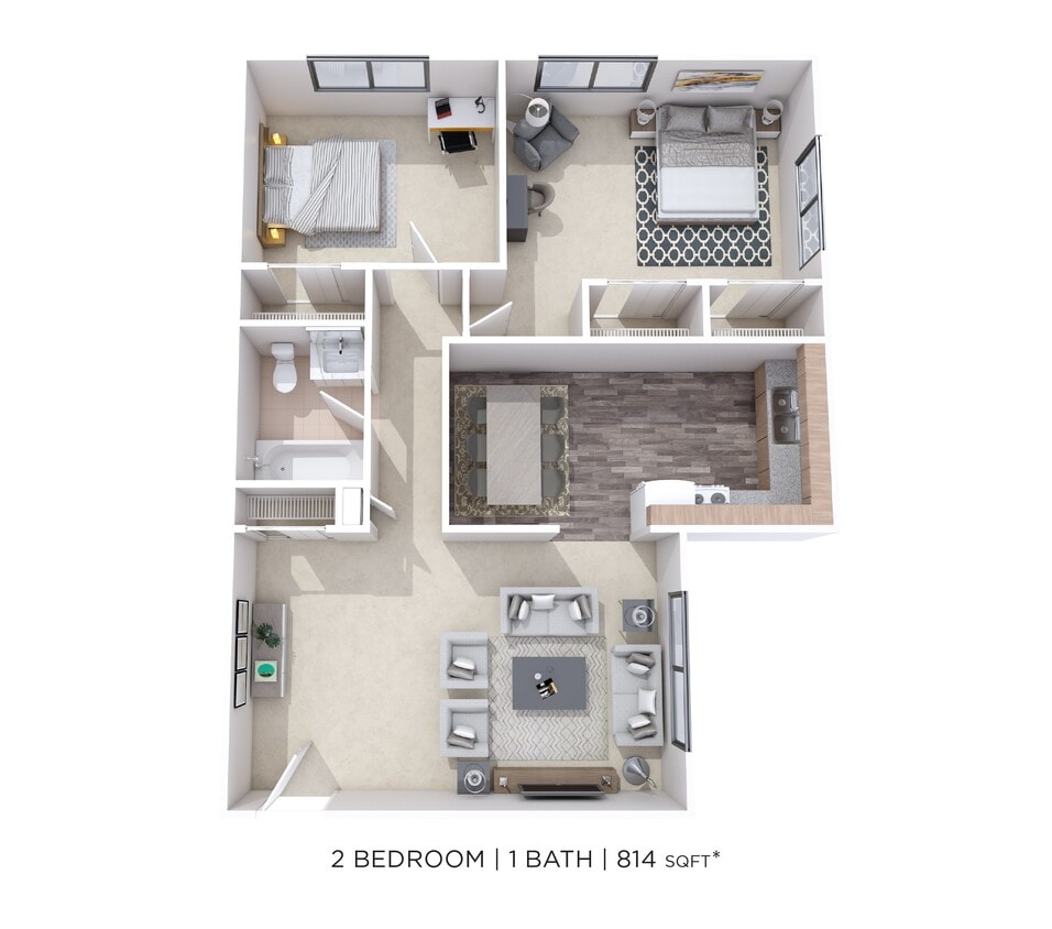 Floor Plan - Two Bedroom - 814 sqft