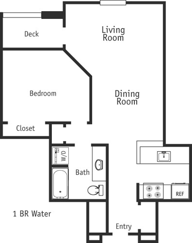 Floor Plan - 1 Bed Water 775