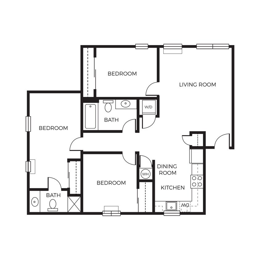 Floor Plan - 3 Bed 2 Bath A