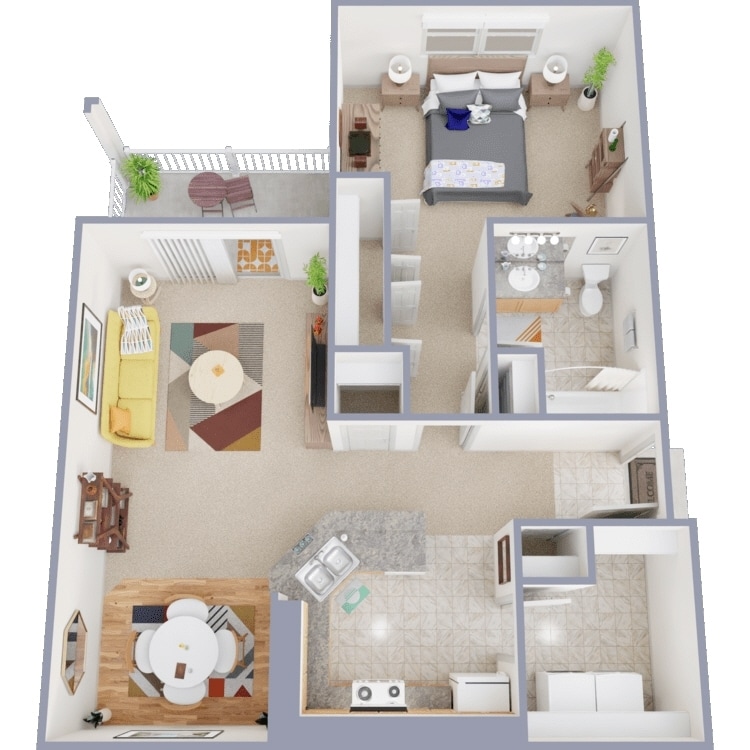 Floor Plan - 1 Bed 1 Bath