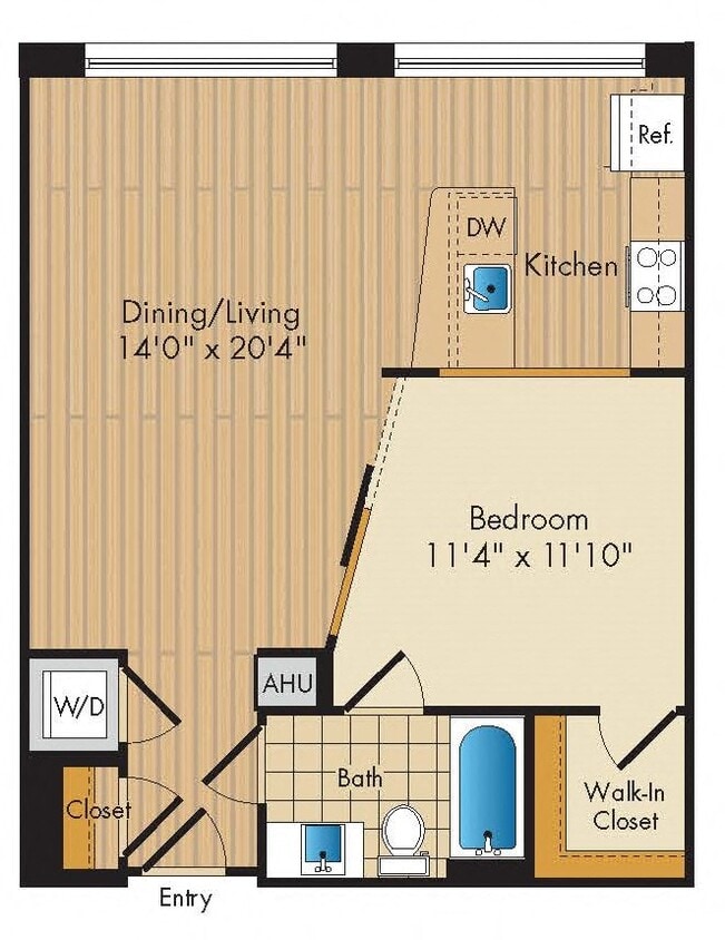 Floor Plan - 1 Bed 1 Bath-A5a