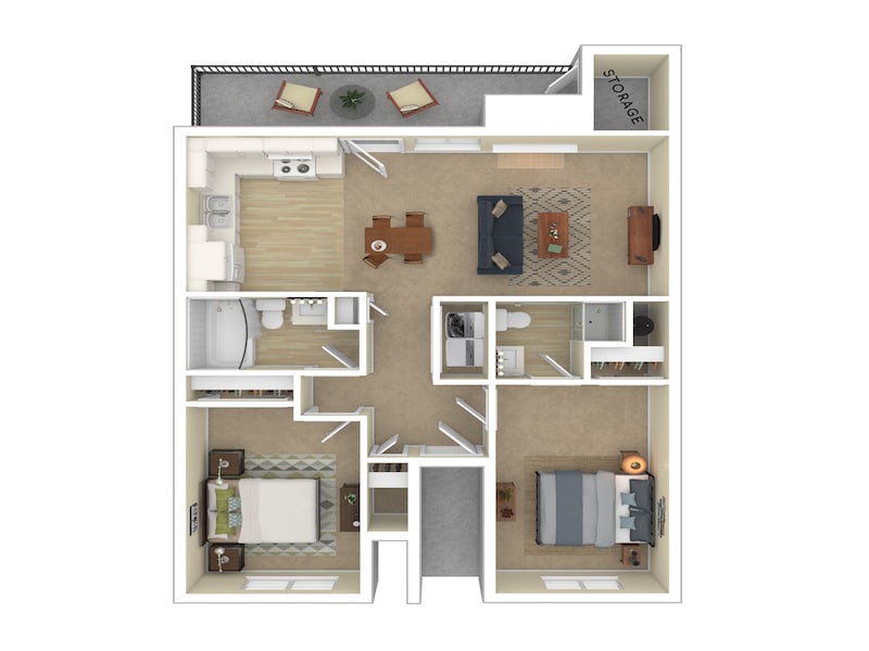Floor Plan - 2 Bedroom 2 Bathroom