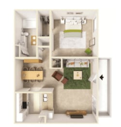 Floor Plan - 1 Bedroom 1 Bathroom
