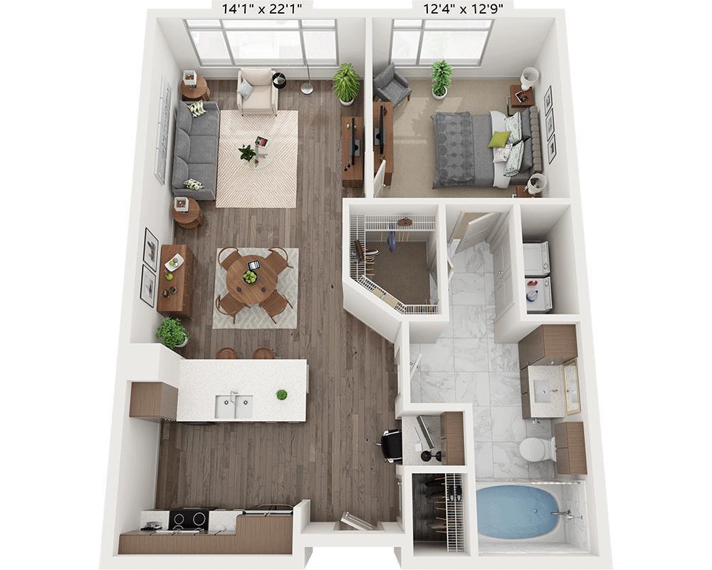 Floor Plan - One Bedroom A1A2