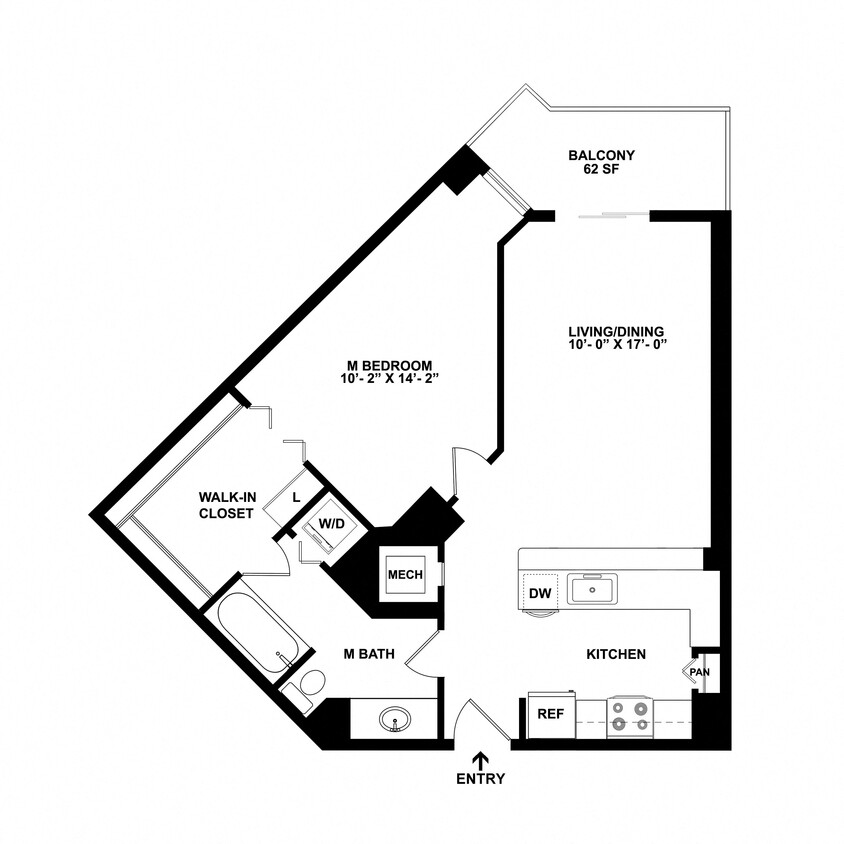 Floor Plan - 1 Bed/1 Bath-A02