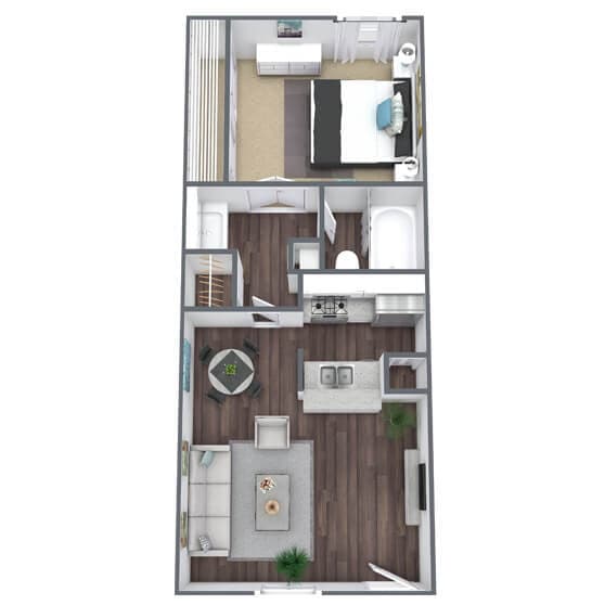 Floor Plan - 1 Bed - 1 Bath (Renovated)