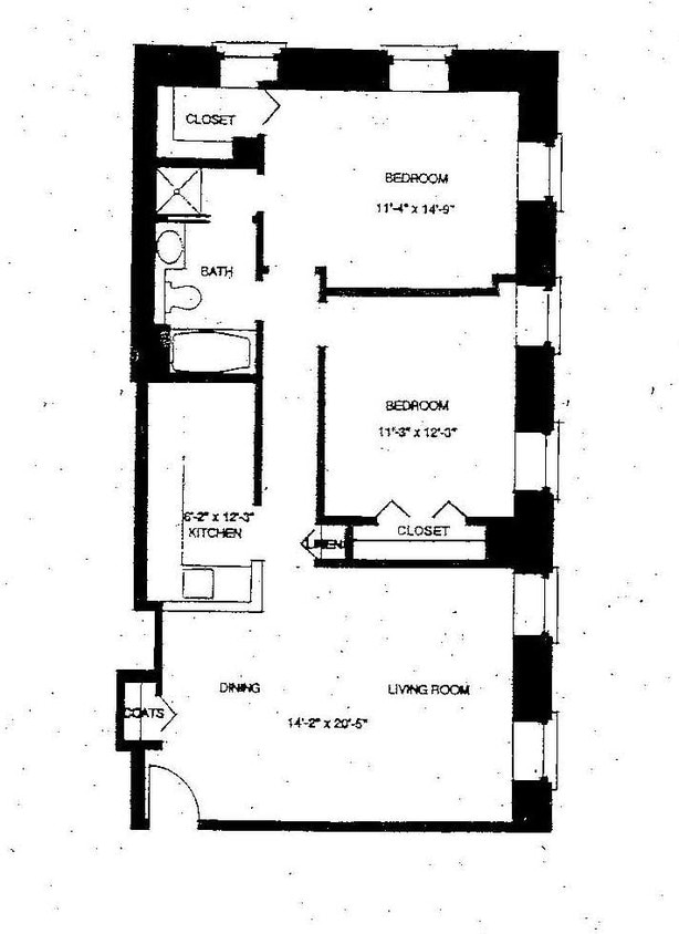 Floor Plan - Mass Mills II 2BR/1BA