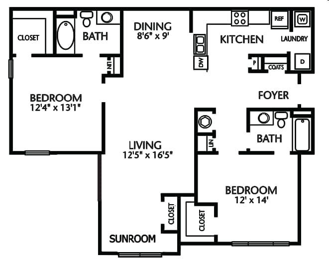 Two Bedroom, Two Bathroom - B1