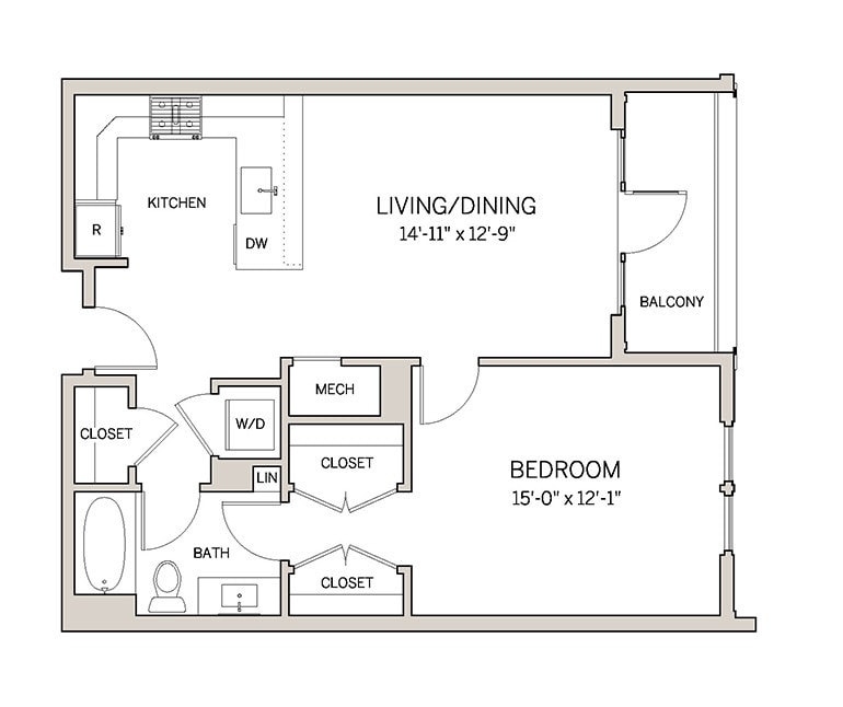 Floor Plan - 1 Bed 1 Bath A5