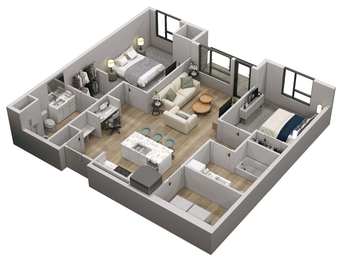 Floor Plan - 2 Bed 2 Bath Apartment (C1)