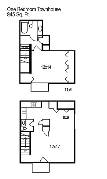 1BR/1.5BA - One Bedroom, One and Half Bath Townhome