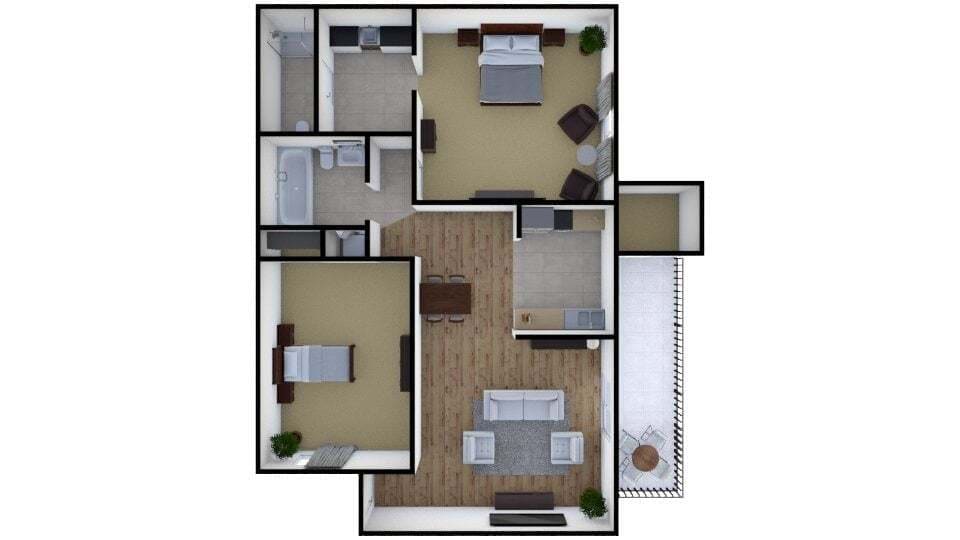 Floor Plan - Two Bedroom Two Bath