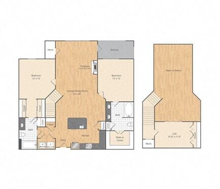 Floor Plan - 2 Bed/2 Bath Loft-B3L