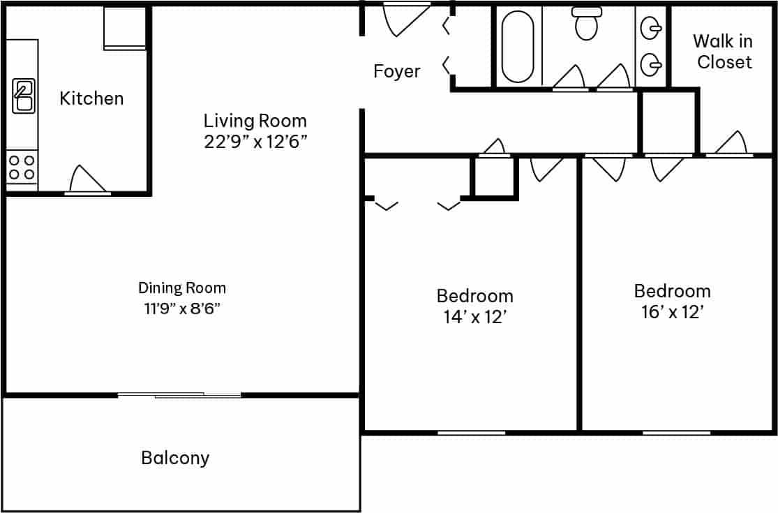 2 Bed 1 Bath - 2 Bed 1 Bath